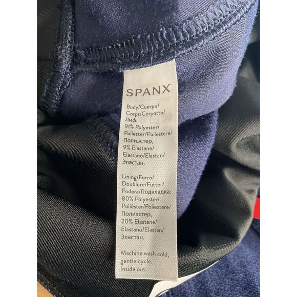 NWOT Spanx Lapis Night Velvet Leggings Stretch Ankle Length Size Large Shapewear - Picture 10 of 11